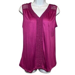 Carolyn Taylor Womens Sleeveless Magenta Top  V-Neck Size S, NWT